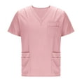 thumbnail image 6 of HOMBOM Womens Short Sleeve Scrubs Pink V Neck Scrub Top and Pant Set Lightweight Medical Working Uniforms for Women, 6 of 9