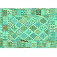 thumbnail image 1 of Ahgly Company Machine Washable Indoor Rectangle Abstract Turquoise Blue Contemporary Area Rugs, 2' x 5', 1 of 4