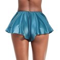 thumbnail image 3 of Mini Short Skirts for Women, Summer A-Line High Waisted Shiny Solid Color Skorts Party Skirt Womens Summer Skirts Blue XXL, 3 of 6