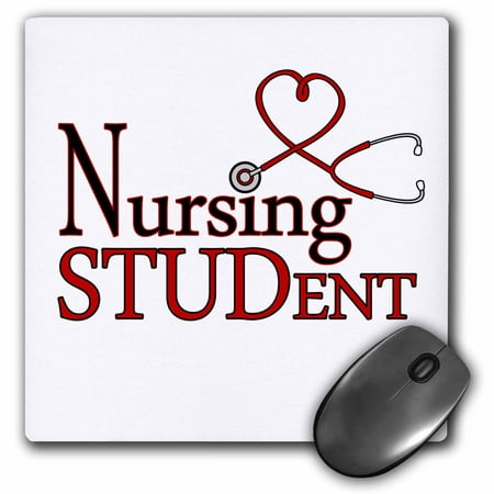 3dRose Nursing Student Red Heart Stethoscope - Mouse Pad, 8 by