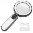 thumbnail image 2 of Magnifying Glass, 21LED Ergonomic Handle Rechargeable Magnifying Glass ABS Touch Switch  For Living Room Black White, 2 of 8