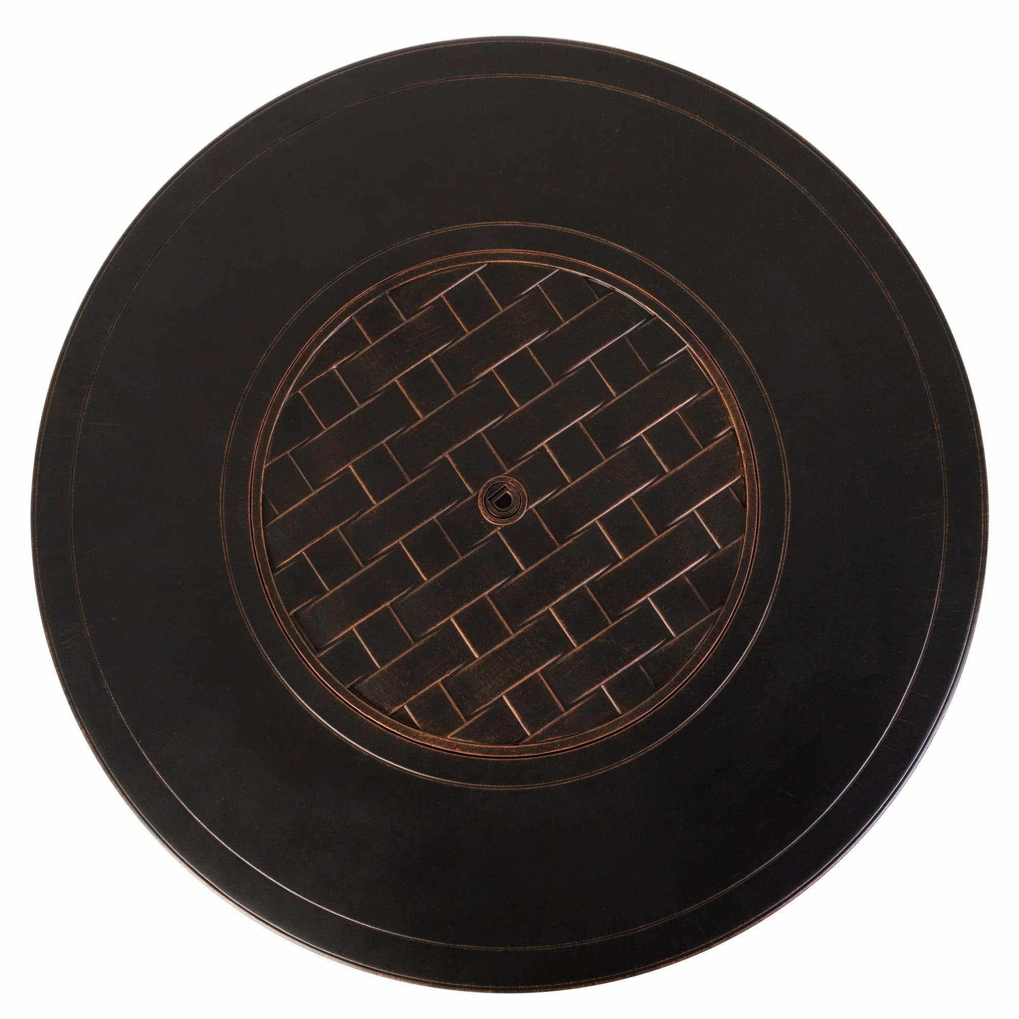 Vulcan Perissa Basketweave Fire Pit Table – 44" Multifunctional Design with Fire Bowl Lid, Bronze Finish