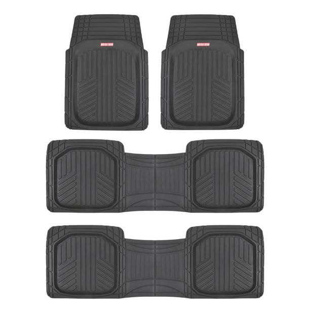 Motor Trend 3 Row Odorless Black Deep Dish Rubber Floor Mats, All