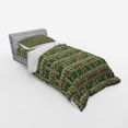 thumbnail image 2 of Cactus Duvet Cover Set, Cartoon Style Saguaro Cactus on Zigzag Stripes Background, Bedding Set with Shams and Fitted Sheet, 3 Sizes, by Ambesonne, 2 of 2