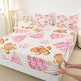 thumbnail image 3 of Homewish Kawaii Pink Xams Tree Queen Sheet Sets, Cartoon Gingerbread Man Flat Sheet, Merry Christmas Queen Fitted Sheet, Luxury Bedroom Decor, 4 Pieces, 3 of 7