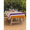thumbnail image 2 of Outdoor Tablecloth with Umbrella Hole and Zipper, Burnt Orange Striped Rectangle Table Cloth 60x102 Inch Waterproof Tablecloth, Farmhouse Thin Line Modern Abstract Art Picnic Table Cover for Patio, 2 of 7