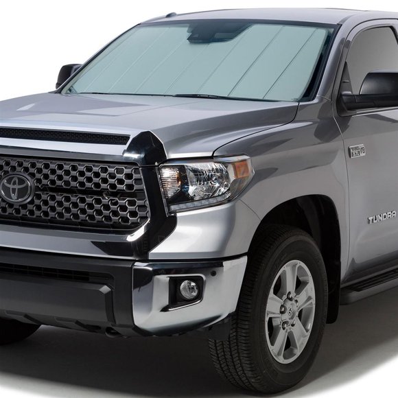 Covercraft Windshield Shade UV11806SV UVS100 Custom; Removable Accordion Fold; Triple Laminate Construction; Direct-Fit; Fits Full Windshield; Silver; Uses Sun Visors To Hold In Place