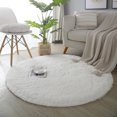 thumbnail image 4 of SHIPKEY Fluffy Soft Round Rugs, Indoor Area Rugs, Shaggy Anti-Skid Carpet for Bedroom Living Room, Round Area Rugs Perfect for Boys & Girls (Beige, 3.3x3.3 Feet/100x100cm), 4 of 8
