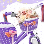 XJD 12 inch Kids Girls Bike for 3-12 Years Old Toddlers, Princess Children Bicycle with Training Wheels, Streamers, Basket, Doll Seat, Purple