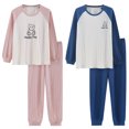 thumbnail image 3 of Pijamas de pareja Pijamas de mujer de otoño e invierno Ropa informal para el hogar para hombre Traje de dos piezas de algodón peinado suelto, 3 of 6