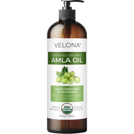 velona Amla Oil USDA Certified Organic - 16 Fl Oz | 100% Pure and Natural Carrier Oil | Extra Virgin, Unrefined, Cold Pressed | Body, Face & Skin Care