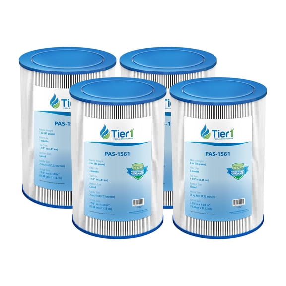 Tier1 Pool & Spa Filter Cartridge 4-pk | Replacement for Spa Duet 179192, Pleatco PVT25N, PVT25N-P4, Filbur FC-0186 and More | 25 sq ft Pleated Fabric Filter Media