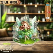 [2D flat] 1PC Rotating acrylic display featuring a spring fairy ballerina dancing among blooming flowers and crystal structures perfect for home décor office ambiance or special events