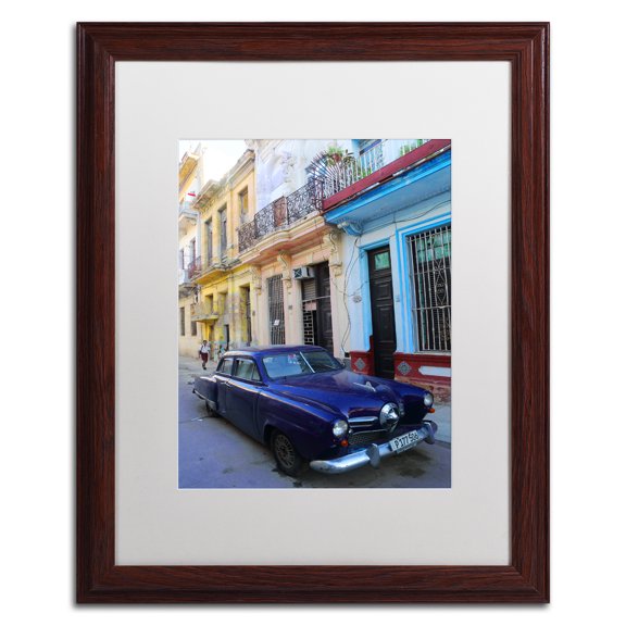 Trademark Fine Art 'Vatage Blue Studebaker in Havana' Matted Framed Art by Masters Fine Art