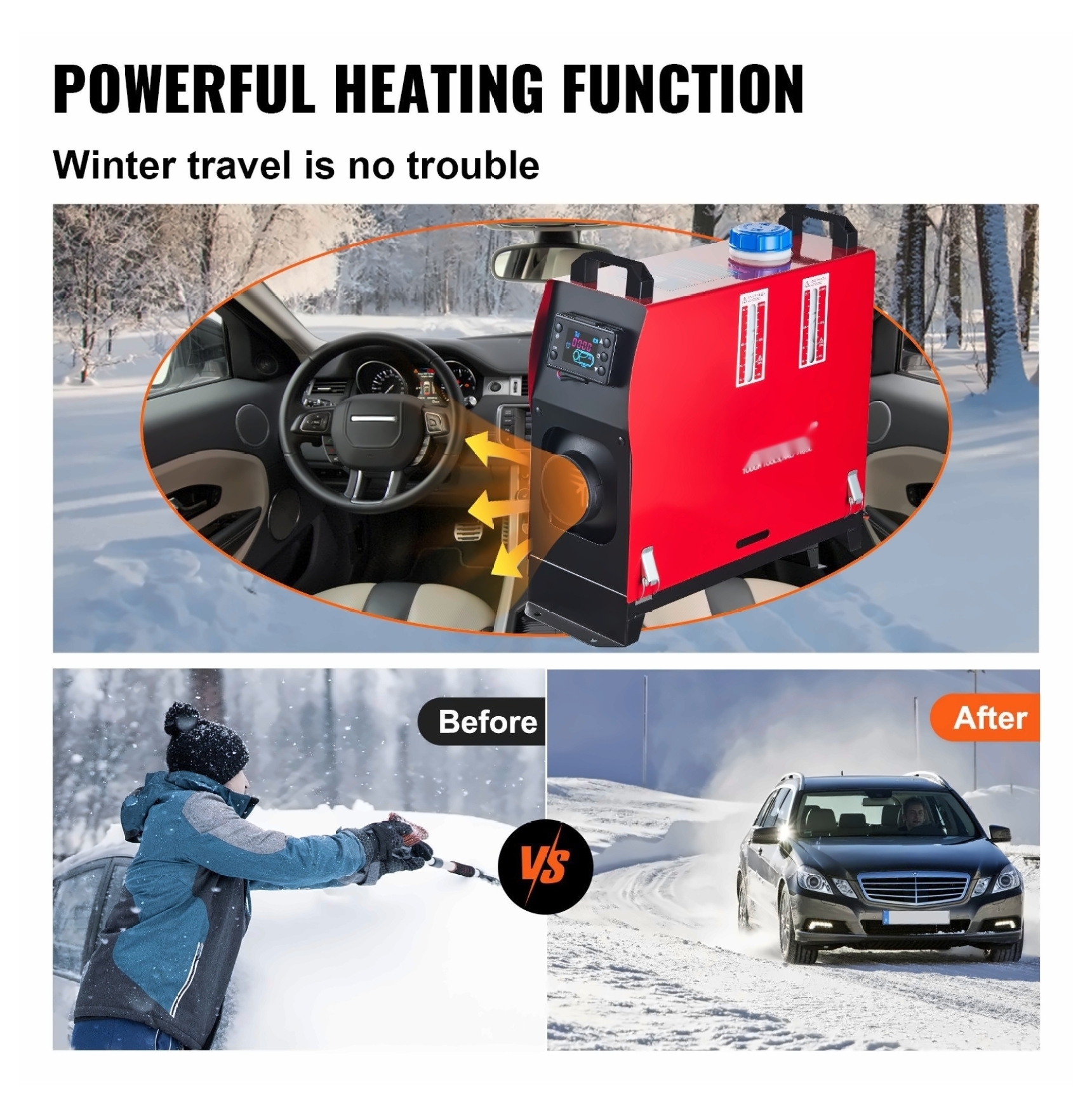 5KW 12V Diesel Air Heater All-in-One Parking Heater with Remote & LCD, for RV, Boat, Truck, Trailer, Bus - Fast Heating, Low Noise