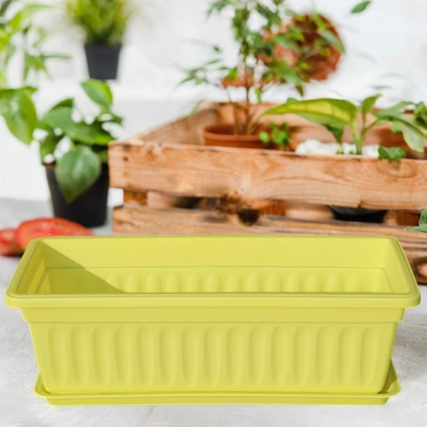 Maceta de flores con orificio de drenaje y bandeja de ventana de balcón de ventana Amarillo