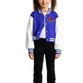 thumbnail image 4 of Staki Girls Bomber Jackets Girl's Christmas Jacket Button Down Long Sleeve Preppy Outerwear(Blue,11-12 Years), 4 of 7