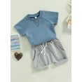 thumbnail image 3 of Arvbitana 0-3 Years Infant Baby Boys Summer Clothes Solid Color Short Sleeve T-Shirt and Drawstring Shorts Set 2Pcs Outfits, 3 of 9