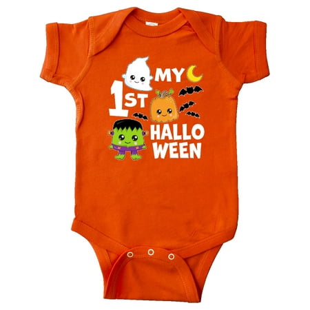 

Inktastic My 1st Halloween with Ghost Monster and Pumpkin Gift Baby Boy or Baby Girl Bodysuit