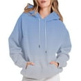 thumbnail image 2 of Guieoi Hoodies for Women Plus Size Women's Printed T-shirt Long Sleeves Drawstring Blouse Round Neck Casual Tops Hooded Sweatshirts Blue Black*Friday/Cyber*Monday, 2 of 7