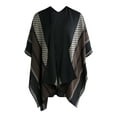 thumbnail image 4 of Time and Tru Women's Polyester Ruana W/ Stripes, One Size, Black, 4 of 4