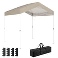 thumbnail image 1 of Outsunny 8 x 8 ft Pop Up Canopy Tent with 1-Button Push Easy Setup, Beige, 1 of 10