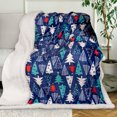 thumbnail image 3 of Gogreen Sherpa Fleece Throw Blanket for Couch Bed Sofa Adults -Soft and Warm Blanket for Winter, Thick and Fuzzy Throw Blanket, Blue Tree,60x80 Inches, 3 of 5