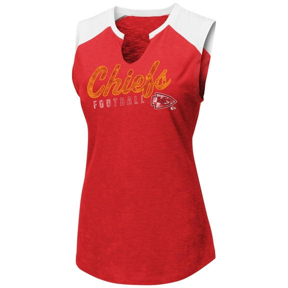 Women's Majestic Red/White Kansas City Chiefs V-Notch Muscle Tank Top