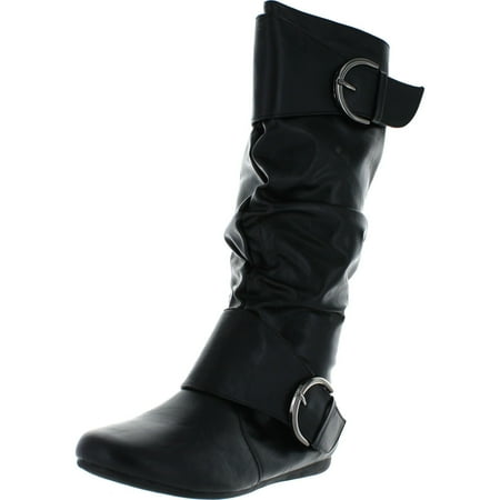 

Forever Link Women s Klein-80 Round Toe Slouchy Bank Boot with Buckle Accent