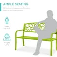 thumbnail image 6 of Best Choice Products Outdoor Steel Bench Garden Patio Porch Furniture w/ Floral Design Backrest - Lime Green, 6 of 8