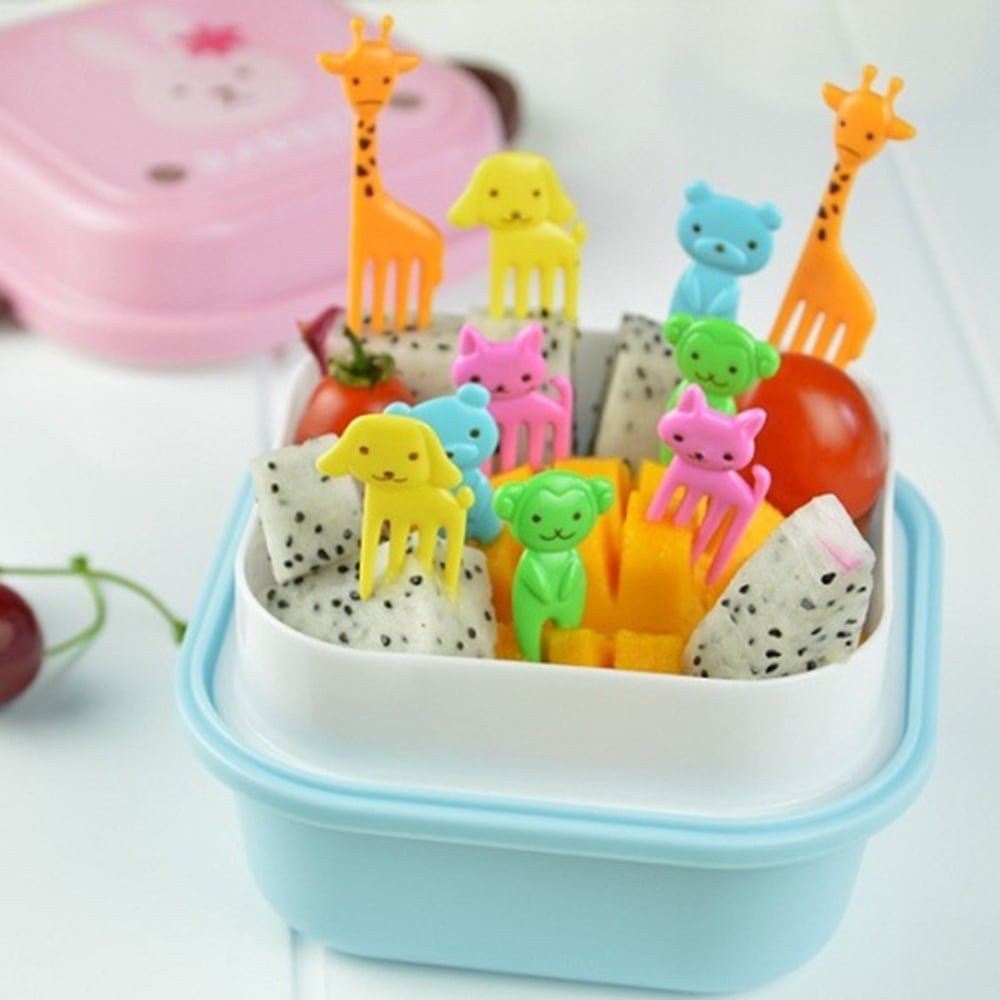 Starlett 40pcs Animal Fruit Food Picks Bento Box Picks Mini Cartoon Animal Food Toothpicks Lunch Bento Forks Picks for Kids, Multicolor