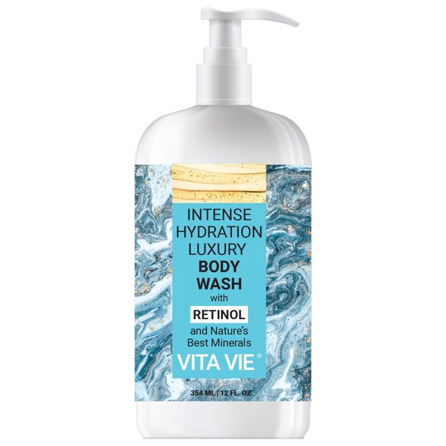 VITA VIE Hidratación Intensa Jabón Corporal de Lujo con Retinol 12 oz - Limpiador Exfoliante Hidratante Juvenil