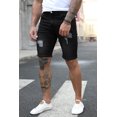 thumbnail image 3 of ABPHQTO Shorts de mezclilla de hombre de tiro bajo desgastados negros para hombre, 3 of 5