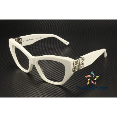 BALENCIAGA BB0312O 003 Cat Eye Acetate White Demo Lens 53 mm Women's Eyeglasses