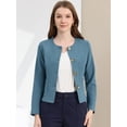 thumbnail image 2 of Chaqueta De Mujer Con Botones Cortos Y Ligeros Vintage De Otoño Con Bolsillos Azul gris XL, 2 of 6