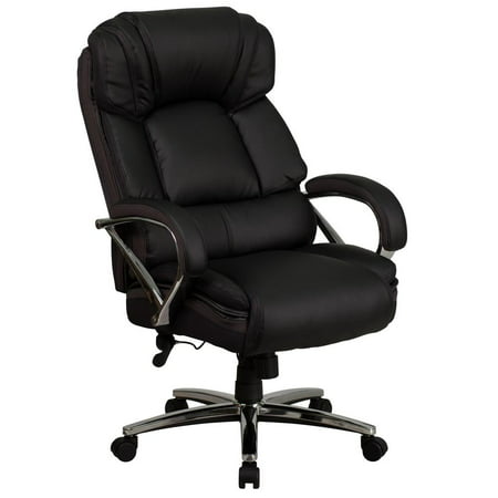 Big & Tall 500 lb. Rated Black Leather Executive Swivel Ergonomic Office Chair with Chrome Base and