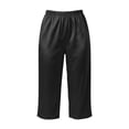thumbnail image 6 of Hxshgdsn Womens Satin Cropped Wide Leg Pants Elastic Waist Casual Capri Trousers for Summer Home Relax Daily Casual Outings（Black/2XL）, 6 of 6