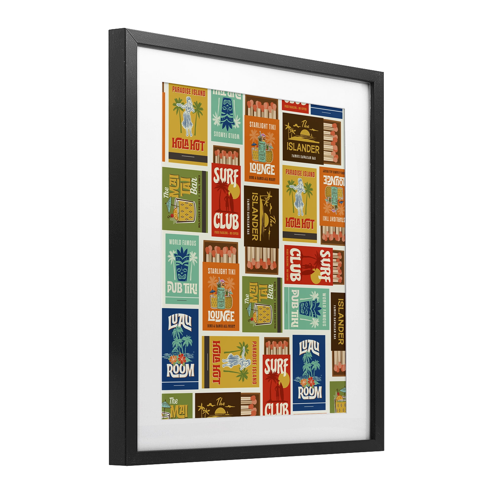 Stupell Industries Vintage Tropical Match Boxes Black Framed Print Under Glass, design by Emily Dumas