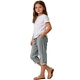 thumbnail image 5 of Twczz Girls Cotton Linen Capris with Pocekts- Elastic Waist Summer Casual Baggy Kids Beach Shorts Gray Size 6, 5 of 7