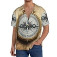thumbnail image 1 of Honeii Magnetic Old Compass On World Map for Men's Short-Sleeved Button-Up Collared Shirt Featuring A Pocket, Perfect for Beach Vacations, And Travel Adventures-Large, 1 of 1