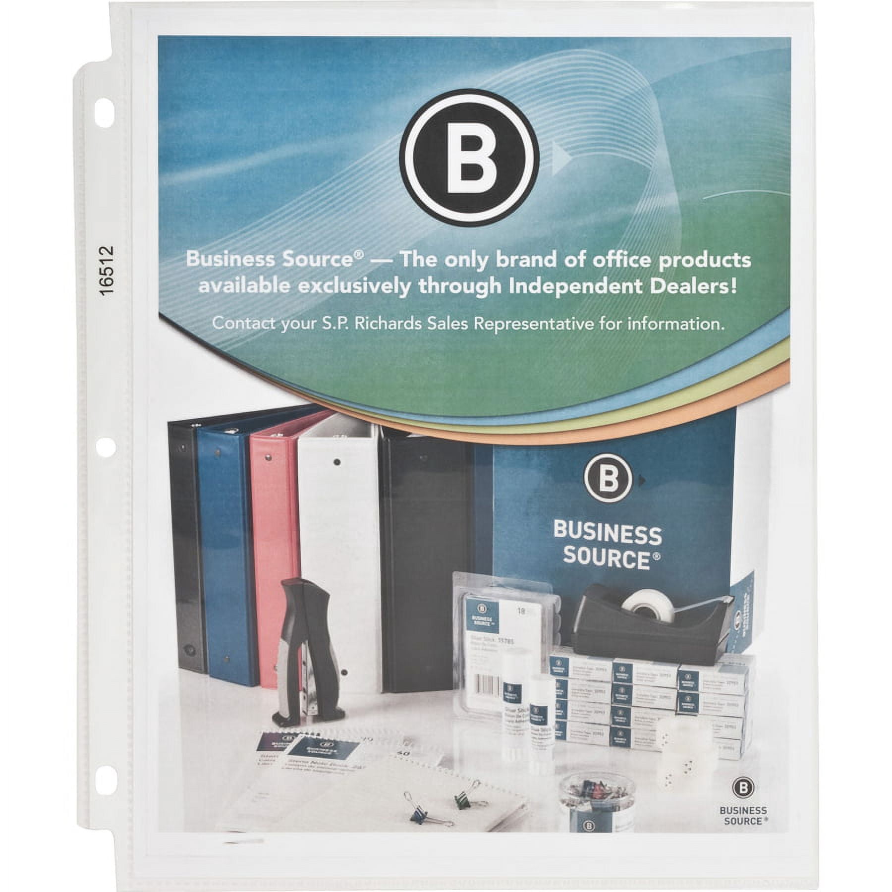 Business Source Top-loading Poly Sheet Protectors - For Letter 8 1/2" X 11" Sheet - 3 X Holes - Ring Binder - Top Loading - Rectangular - Clear - Polypropylene - 250 / Bundle