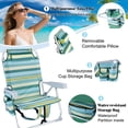 thumbnail image 3 of Beach Chairs with 5-Position Recline, 330lbs Folding Backpack Beach Lounge Chairs with Storage Pockets, Cup Holder & Towel Bar, Portable Aluminum Lay Flat Camping Chairs for Travel, Pool & Outdoor, 3 of 8