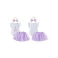 thumbnail image 2 of Aojekbee Baby Girl First Birthday Outfit Cupcake Embroidered Flying Sleeve Romper Tulle Skirt and Bow Headband 3 Piece Set, 2 of 9
