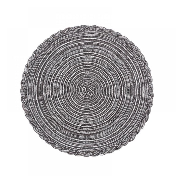 Savlot 15 inch Round Placemats Set of 4, PP Braided Mat, Non-Slip Heat Resistant Braided Table Mats, Washable Wipeable PVC Placemat for Kitchen Patio Table, Easy to Clean, Beige