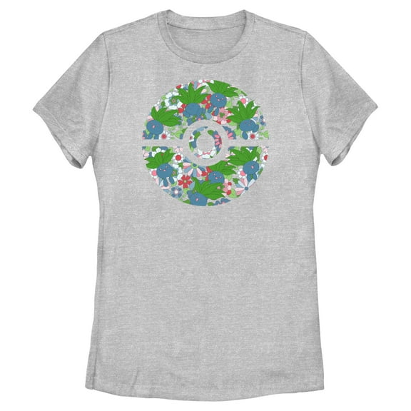 Women's Pokemon Oddish Pokeball Graphic Tee Athletic Heather 2X Large