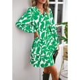 thumbnail image 4 of Minimalist Floral Print Surplice Tiered Dress Above Knee Length Green Small, 4 of 5