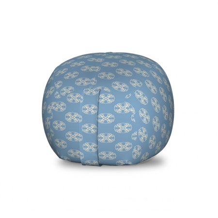 Geometric Storage Toy Bag Chair  Geometric Circular Shapes with Floral Details in Middle Pastel Toned Pattern  Stuffed Animal Organizer Washable Bag  Small Size  Slate Blue Tan  by Ambesonne