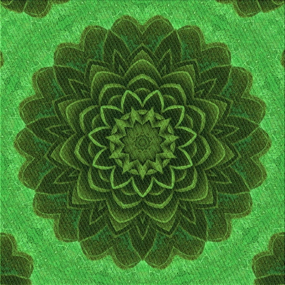 Ahgly Company Indoor Square Patterned Deep Emerald Green Area Rugs, 7' Square
