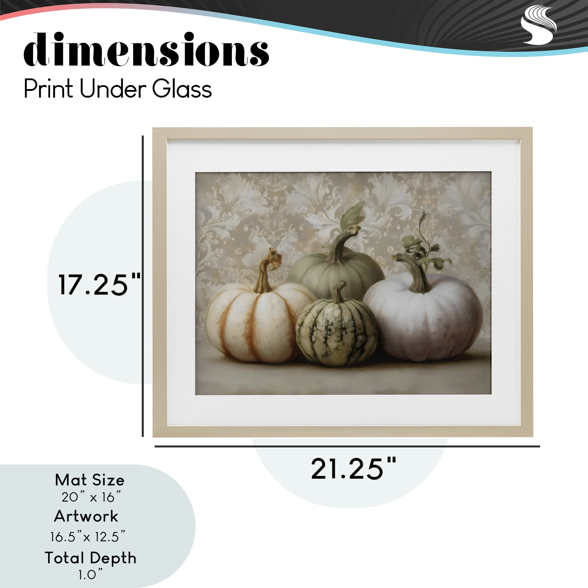 Stupell Industries Pastel Gourds on Vintage Pattern Birch Framed Print Under Glass, design by Arlington Prints
