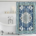 thumbnail image 2 of Polyester Fabric Blue Boho Shower Curtain, Farmhouse Bohemian Medallion Oriental Flower Waterproof Bathtub Curtain Bathroom Decor Set with Hooks 54 x 78 Inches, 2 of 6